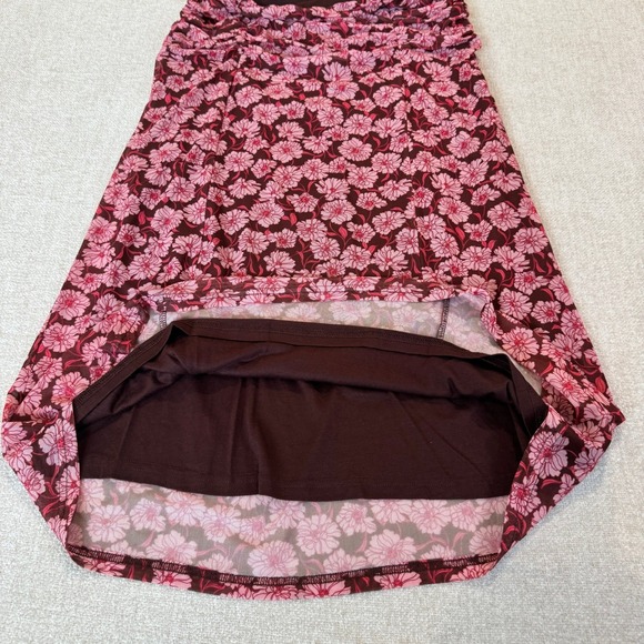 MINKPINK Dakota Pink Floral Ruched Mesh Midi Skirt Large Lined A-Line Size Large - Picture 6 of 8